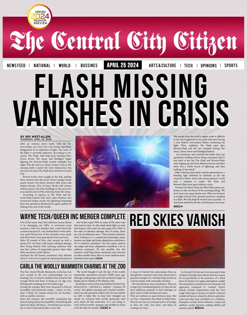 Breaking News out of Central City! The Flash is missing! 

#CentralCity #TheFlash #Flash #Crisis #CW #Arrowverse
