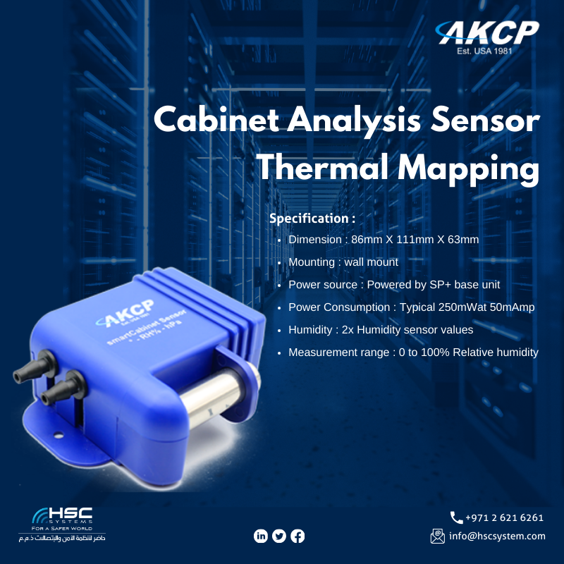 The Cabinet Analysis Sensor provides comprehensive data analysis capabilities, allowing data companies to gain valuable insights into cabinet performance and trends over time. 

#hscs #akcp #forsaferworld #uae #abudhabi #dubai #digitaltransformation #RemoteMonitoring