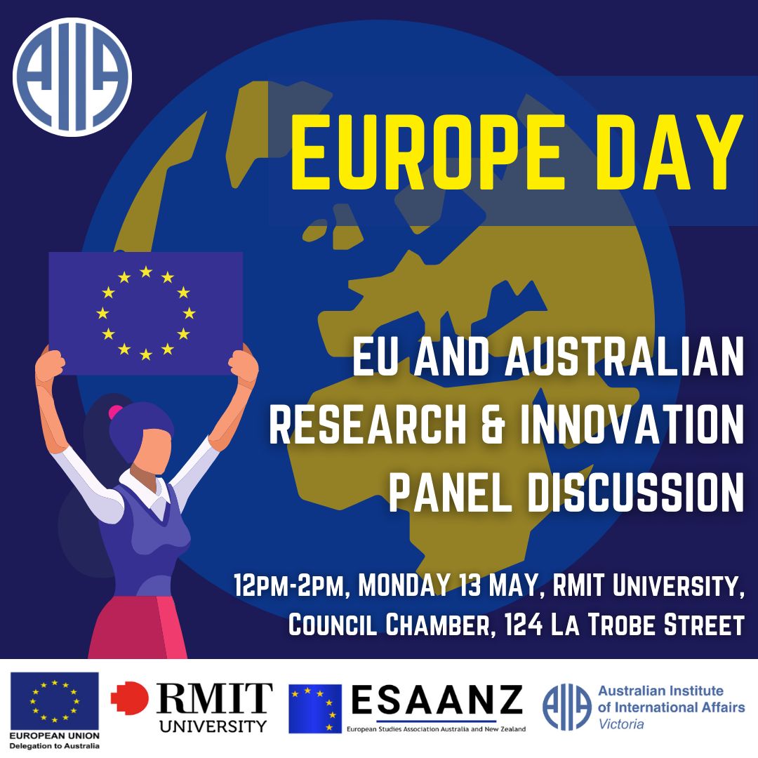 #AIIAVIC is delighted to invite you to attend a panel discussion on EU-Australian Research and Innovation, focusing on the #HorizonEurope strategic plan for 2025-2027 🇪🇺🤝🇦🇺

⏰ 12pm-2pm, 13 May  
📍 RMIT, Council Chamber, 124 La Trobe Street 
🖱️ RVSP: buff.ly/49X1Rgc
