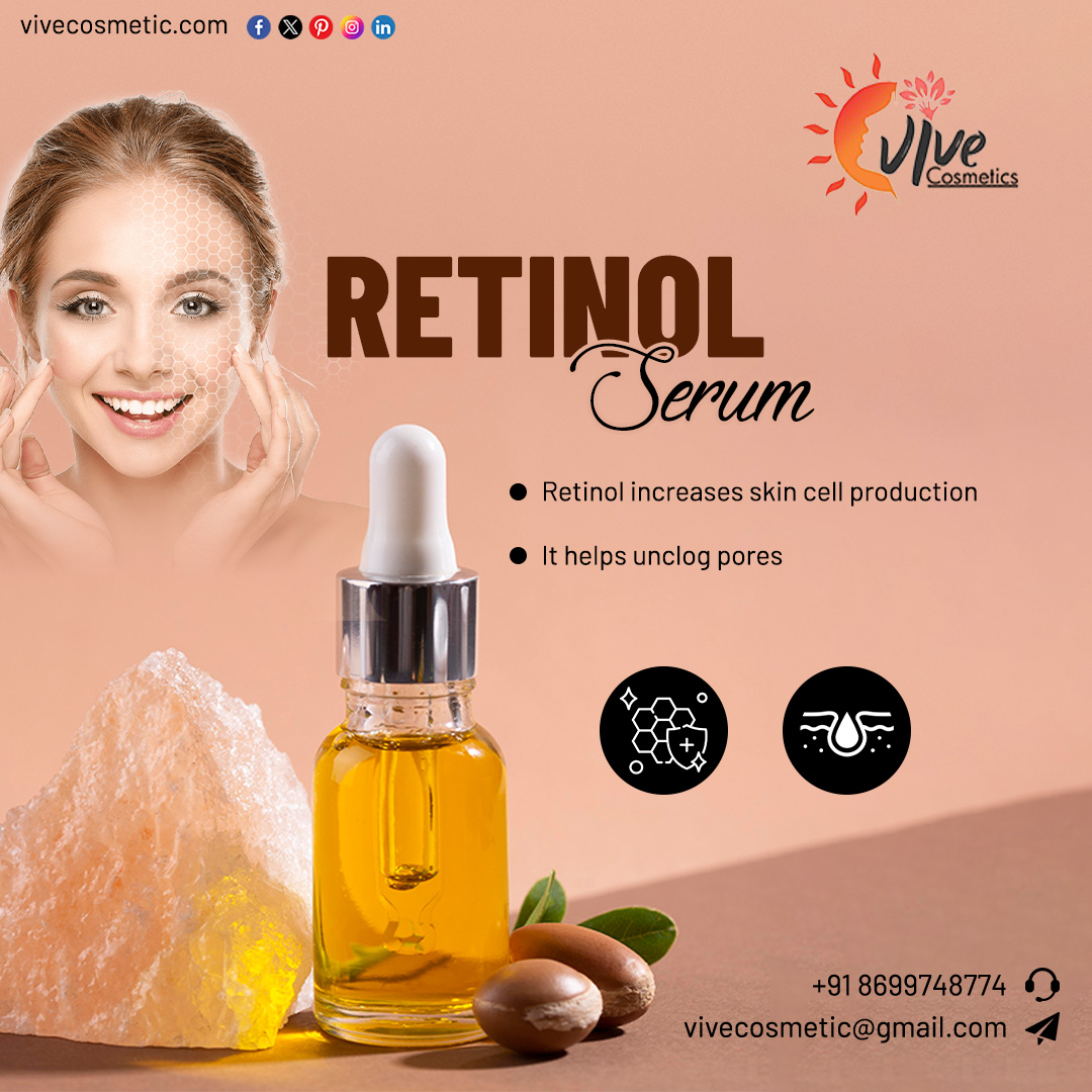 Introducing Retinol Serum By Vive Cosmetics 
Call us at 086997 48774 | vivecosmetic.com | 
vivecosmetic@gmail.com 
. 
. 
#vivesometics #Vive #thirdparty #cosmeticcompay #india #cosmetics 
#contractmanufacturing #thirdpartymanufacturers