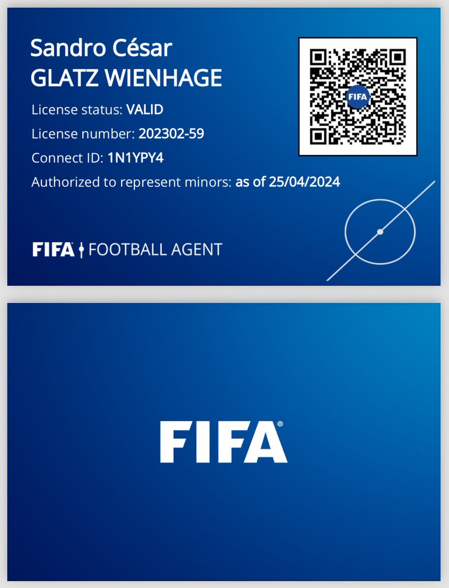 SandroGlatzW's tweet photo. Licença FIFA atualizada ⚽️🖌️💼🌎

@fifa 
@kuniyw 

#agentefifa #soccer #brazil https://t.co/sbyONDEXdN