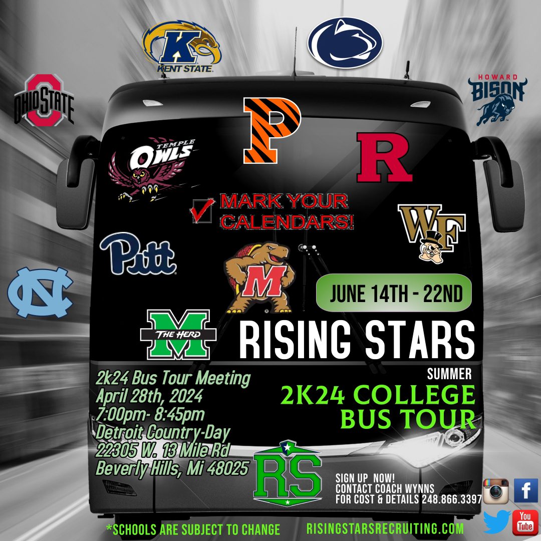 Rising Stars 2k24 Bus Tour meeting April 28th 7:00pm-8:30pm