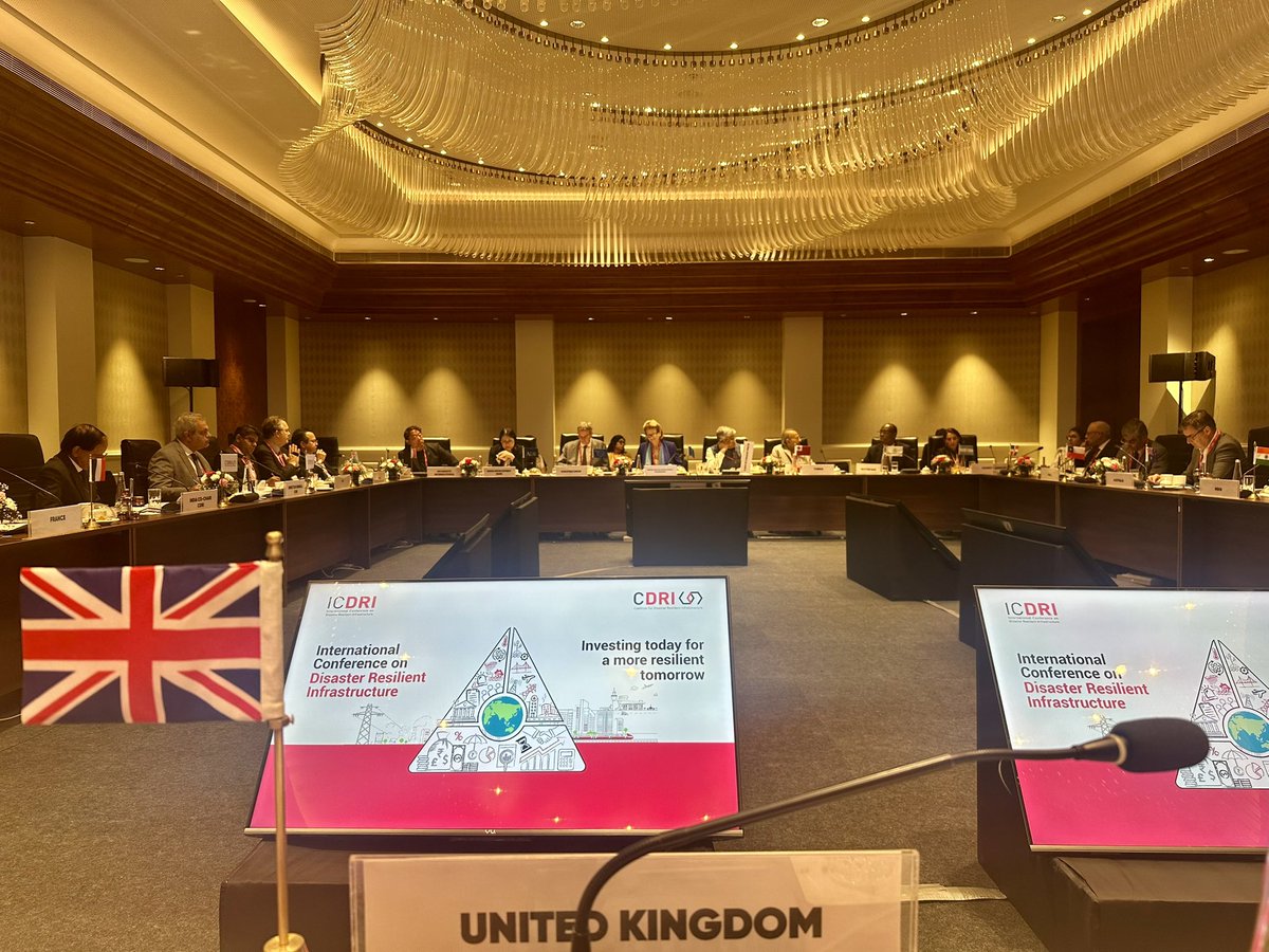 🇬🇧 proud to be 1st co-chair & international 💰 contributor to the Coalition for Disaster Risk Reduction @cdri_world Members & partners meeting in #Delhi to renew plans to help communities better prepare for climate and disaster risks. Essential work.