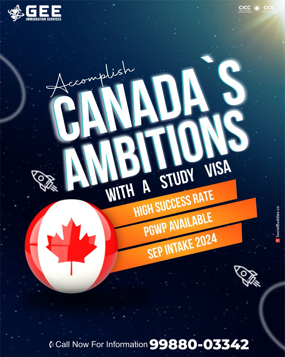 With Canada study visa Plant the seed of ambitions that grow higher.
.
📷 For more info, dial +91 9988003310 or +91 9988003342.
.
#studyvisa #canadavisa #spousevisa #visitorvisa #livetogether #newjourney #gee #fastprocessing #studyoverseas #immigrationexperts #geeimmigration