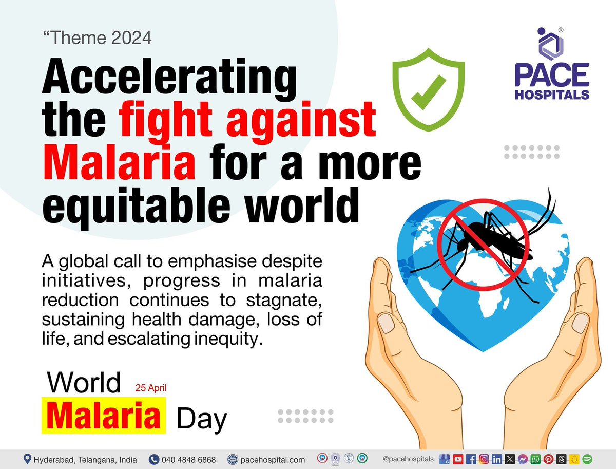 #WorldMalariaDay is a global #healthcare awareness event observed to promote the action required to combat and eradicate #malaria. 

Know more: bit.ly/41TqgzA

#malariaawareness #mosquitocontrol #malariaprevention #healthcareawareness #pacehospitals #hyderabad #india
