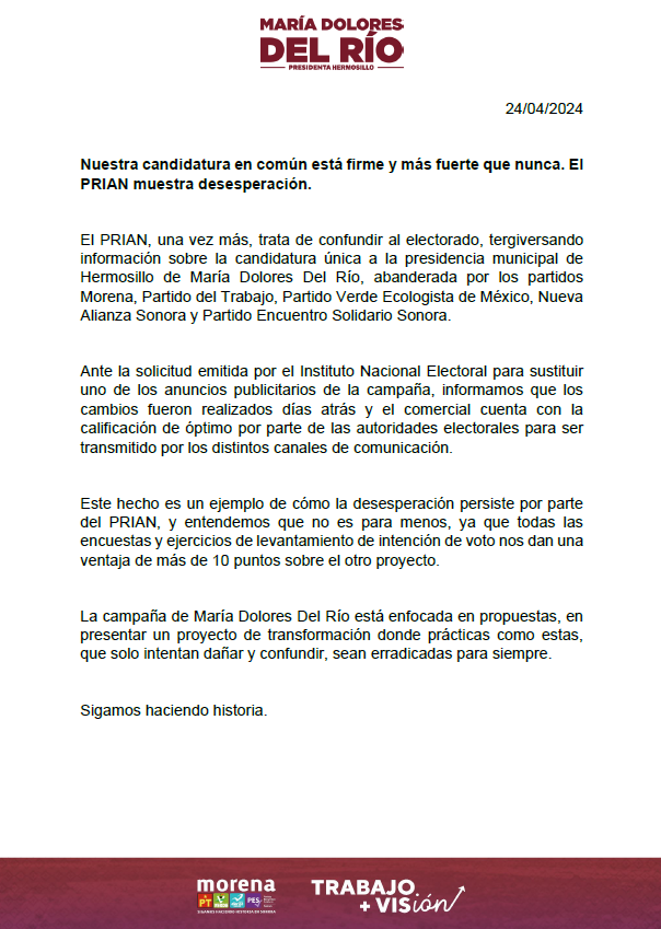 alexzepedav's tweet image. Se emite comunicado: 

El PRI está acostumbrado al lawfare; es buena señal. Saben que van perdiendo y su única herramienta es tratar de tergiversar las leyes.
