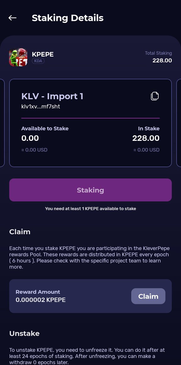 I NEED more $kpepe
The rewards on the #KleverChain  is were its at

But no seriously we got to get more to stake‼️

It's tough in the #MemeCoinSeason