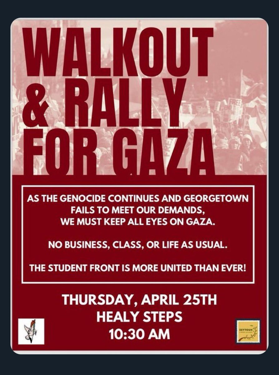 Georgetown joins the protests on Thursday. Harvard joined in today. Schools in the UK and Australia are starting to pick up on it, too. I don’t know how the democratic establishment STILL spouts AIPAC  talking points about this: it isn’t going to stop.