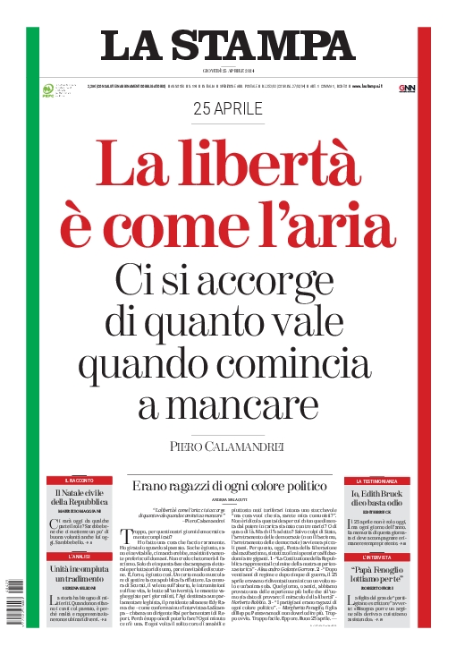 Buongiorno! Ecco la prima pagina di oggi, 25/04/2024. Gli aggiornamenti su lastampa.it lastampa.it/edicola/edicol…