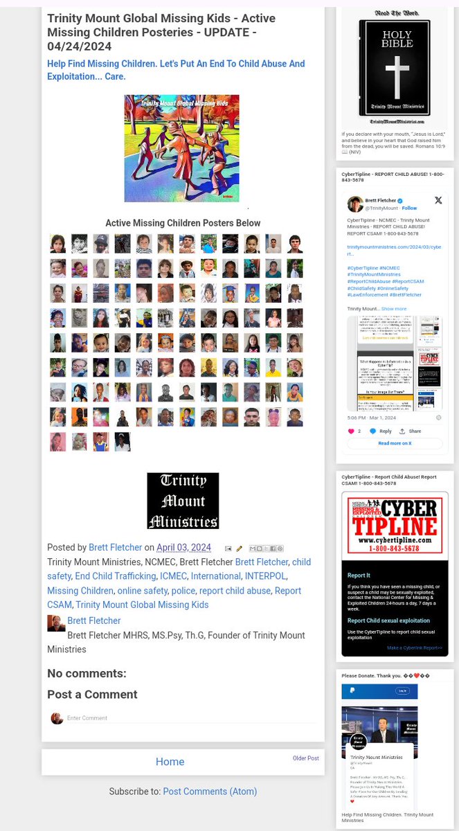 Trinity Mount Global Missing Kids - Active Missing Children Posteries - UPDATE - 04/24/2024

trinitymountministries.com/2024/04/trinit…

#TrinityMountGlobalMissingKids
#TrinityMountMinistries #MissingChildren #ChildSafety #OnlineSafety #ICMEC #INTERPOL #EndChildTrafficking #ReportChildAbuse…