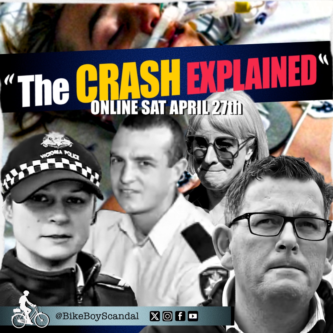 The Crash Explained' premieres Saturday. This most anticipated video, based on witness accounts and official reports, reveals the conflict in Catherine & Dan Andrews' story when their SUV collided with cyclist Ryan Meuleman. Every Victorian needs to see this evidence.