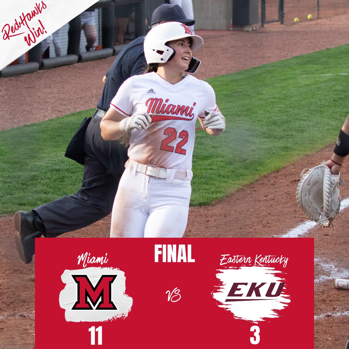 The RedHawks win in 5! 🔴 Karli Spaid moves into second place all time in career home runs with 96 🔴 Kate Kobayashi had 3 RBI 🔴 Madi Reeves picks up her 17th win of the season #RiseUpRedHawks