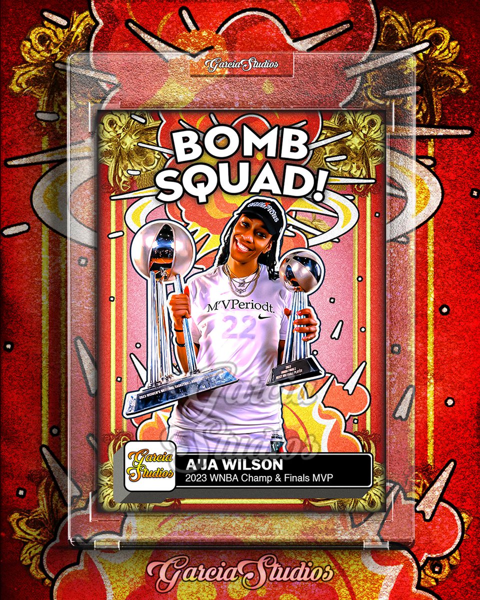 A'ja Wilson joins the BOMB SQUAD as a 2x WNBA CHAMP ⁠ Custom FAN ART CARD REMIX⁠🎨 #GarciaStudios ⁠ #ajawilson #lasvegasaces #graphicdesign #sportsedits #basketball #wnba #basketballcards #wnbadraft #nba #wnbatwitter #wnbacards #wnbacollector #wnbachampions #wnbafinals #hoops