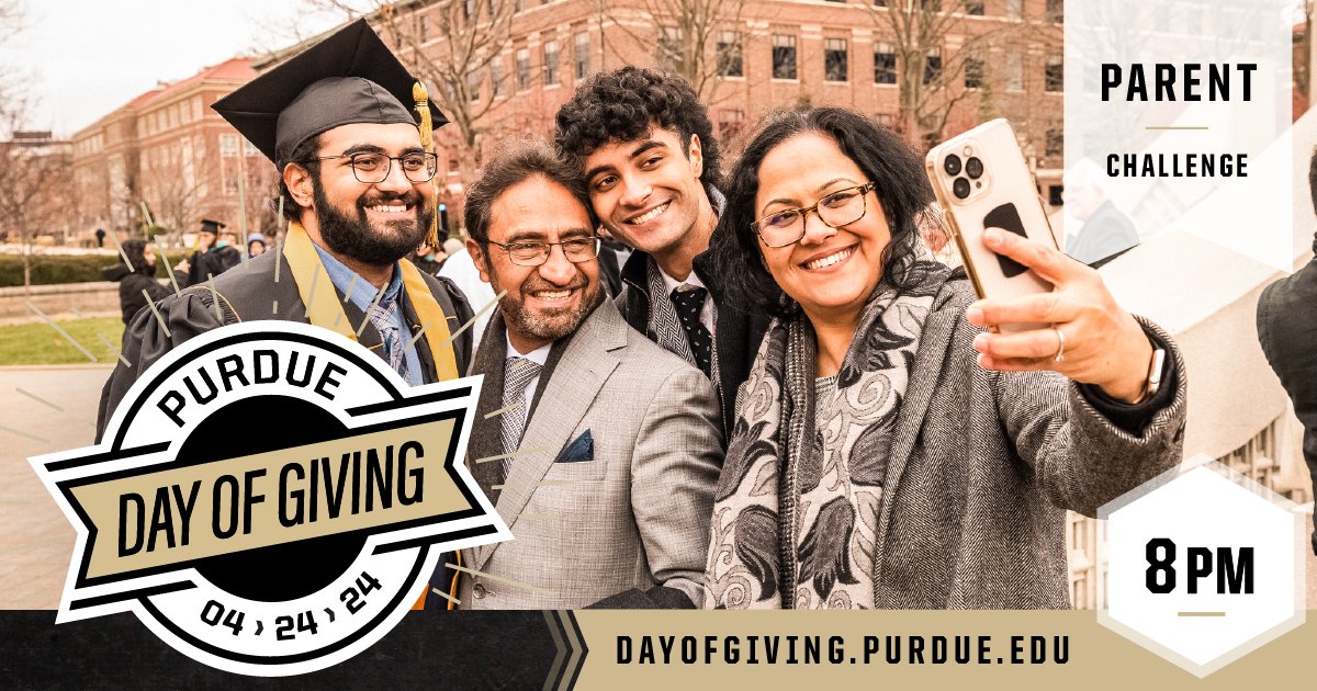 It’s your turn, Honors parents! The unit that receives the most gifts from parent donors this hour will win $1,250 in #PurdueDayofGiving bonus funds. We’ve always been able to count on you, and we hope you’ll make a gift at dayofgiving.purdue.edu/organizations/….