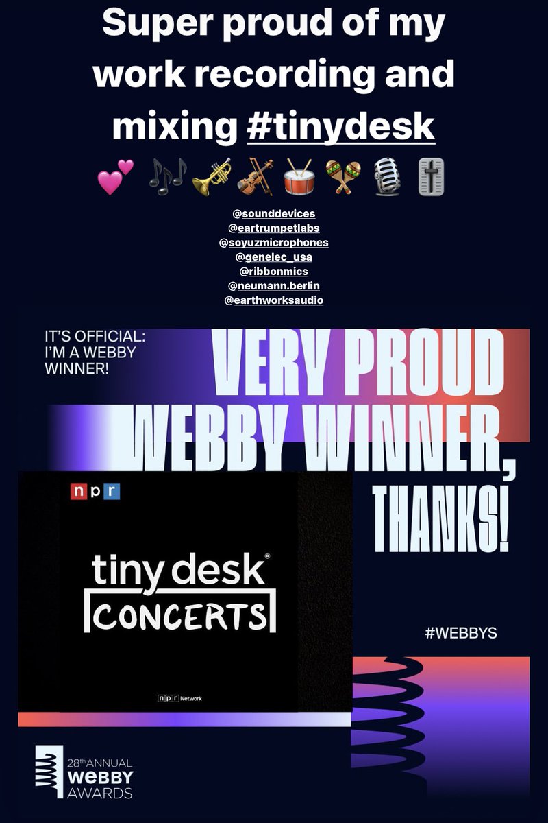 Super proud mixing and recording #tinydesk over the past year 🎙️🎶🎚️🎺🪇🎻🪘💕

#audioengineer #audioproduction #audiophile #musicproduction #fortheloveofmusic #globalsound #globalsoundconcerts 🎼 🎙🎛