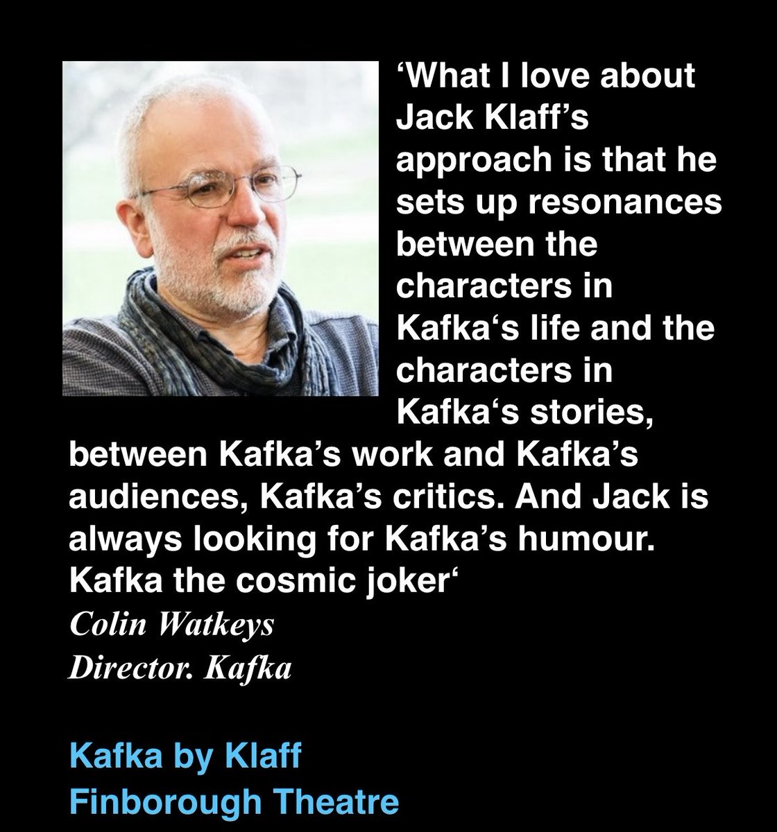 Kafka
by Jack Klaff
Finborough Theatre
11 June to 6 July 
Directed by Colin Watkeys 

Details, Info and
Booking:
finboroughtheatre.co.uk/production/Kaf…

@finborough 
#HotTicket #SkeweringCritics #KafkaJoker
#FranzKafka 
#GlobalKafka