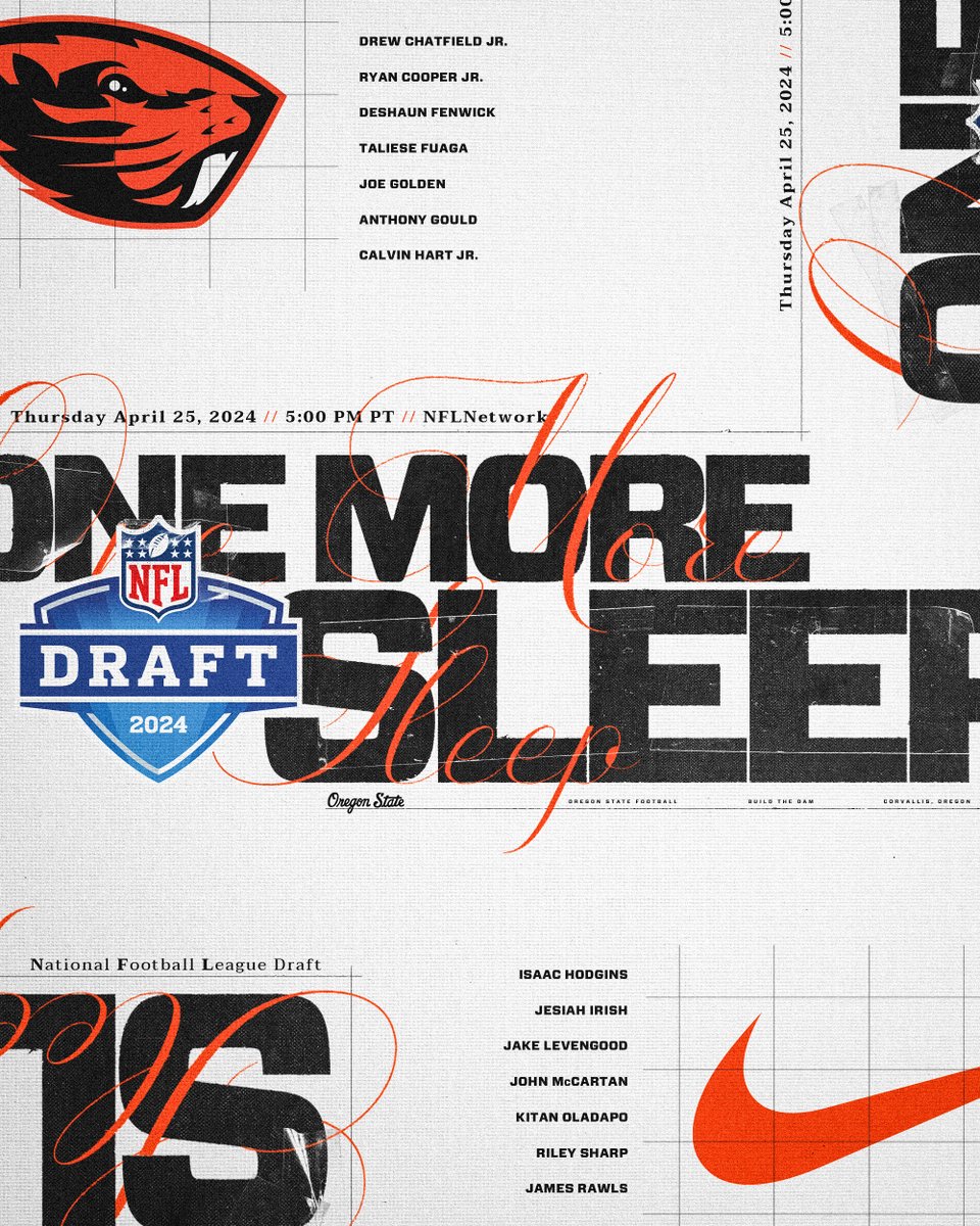 ❷❹ hours until the '❷❹ NFL Draft
—
2024 #NFLDraft  
April 25-27 on NFL Network/ESPN/ABC