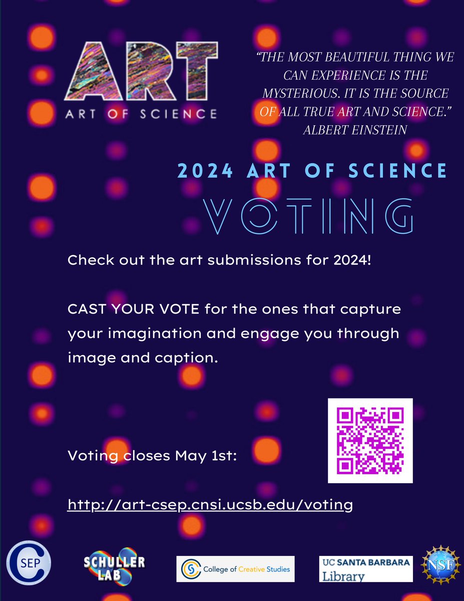Vote for your favorite pieces before May 1! My submission is a series of coral histology slides--tissues are beautiful! :) 🪸 
art-csep.cnsi.ucsb.edu/voting