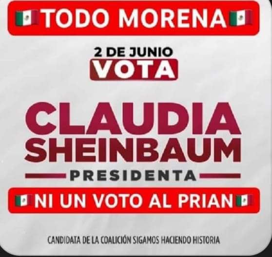 @GreciaSebastiaZ México iniciará su cambio con una Mujer Científica que proveerá el mejor desarrollo de nuestro país con nuevas e innovadores herramientas técnicas. #TodosConClaudia #PlanC_YaEstaEnMarcha #NiUnVotoAlPRIPANPRDMC #JuicioPoliticoANotmaPiña #ReformaAlPoderJudicial