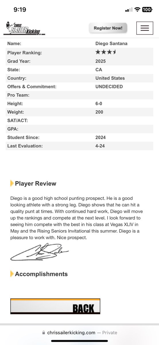 foolihn's tweet photo. Happy to receive my ranking as a punter looking forward to working with @Chris_Sailer  in the future. https://t.co/g8BPmnHQfo