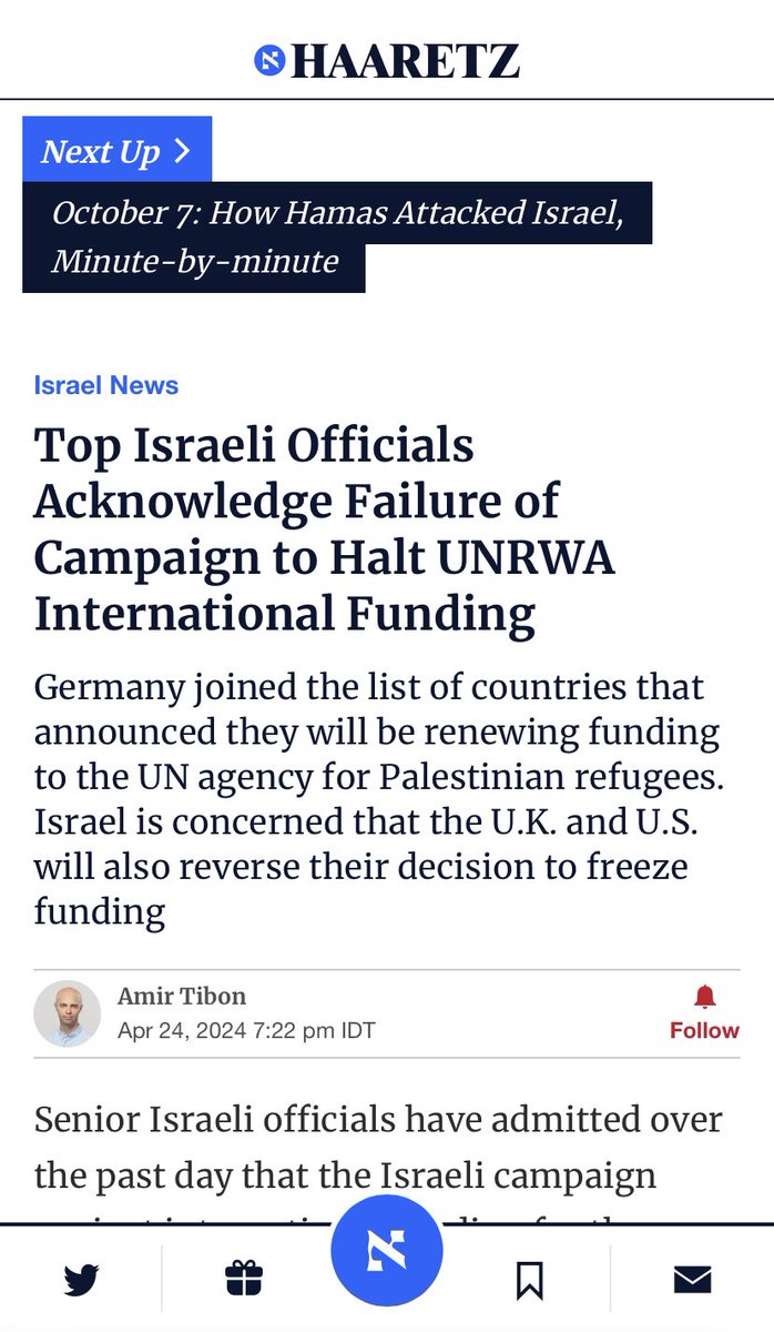 Israël admet l’échec de sa campagne de mensonges contre l’UNWRA. Depuis le 7/10 , le régime génocidaire n’a fourni que désinformation et fake news aux médias et aux dirigeants occidentaux qui utilisent encore aujourd’hui ces mensonges pour faire taire! #GazaGenocide