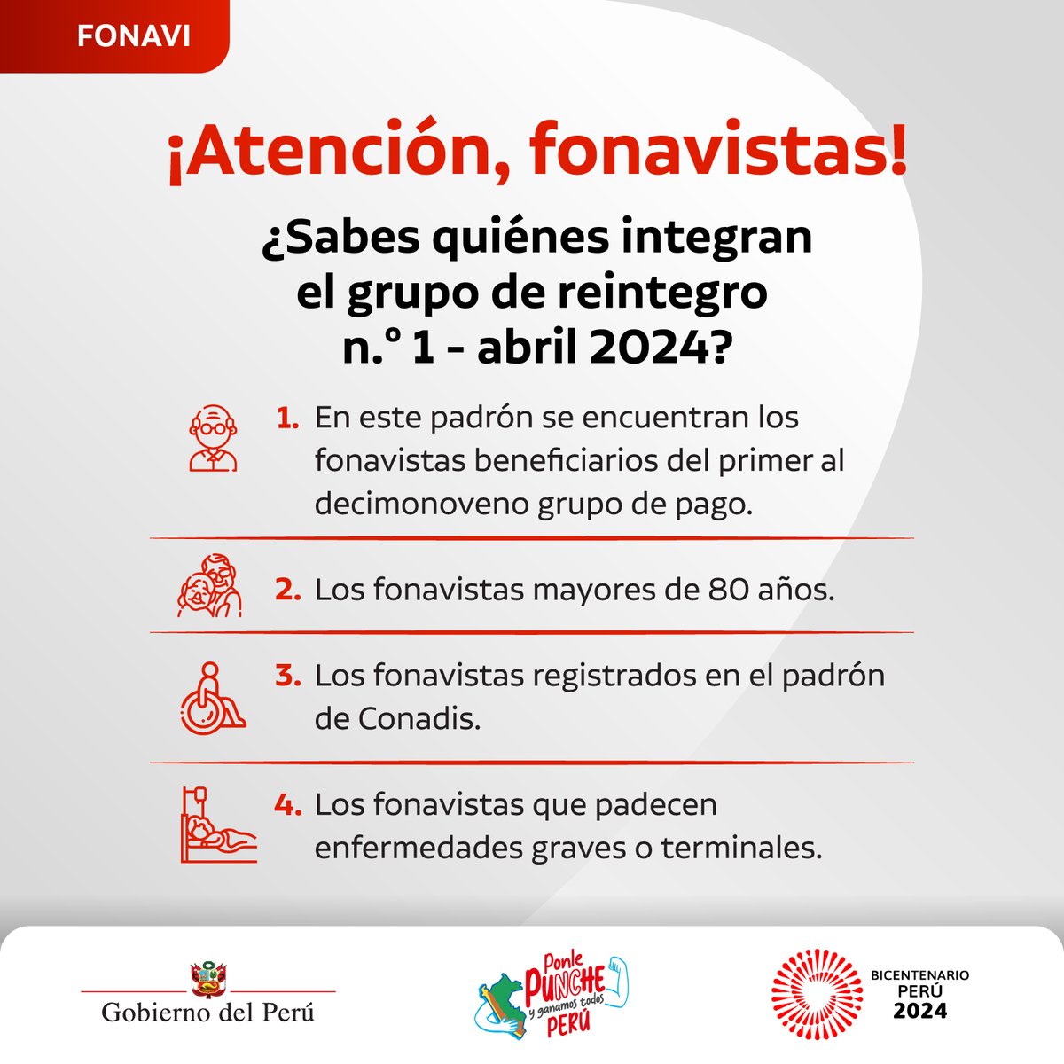 ¿🤔Sabes quiénes están incluidos en el grupo de reintegro n.° 1 de abril 2024? Aquí te brindamos la información. Verifica si perteneces al padrón del #PagoFonavi: fonavi-st.gob.pe/sifonavi/