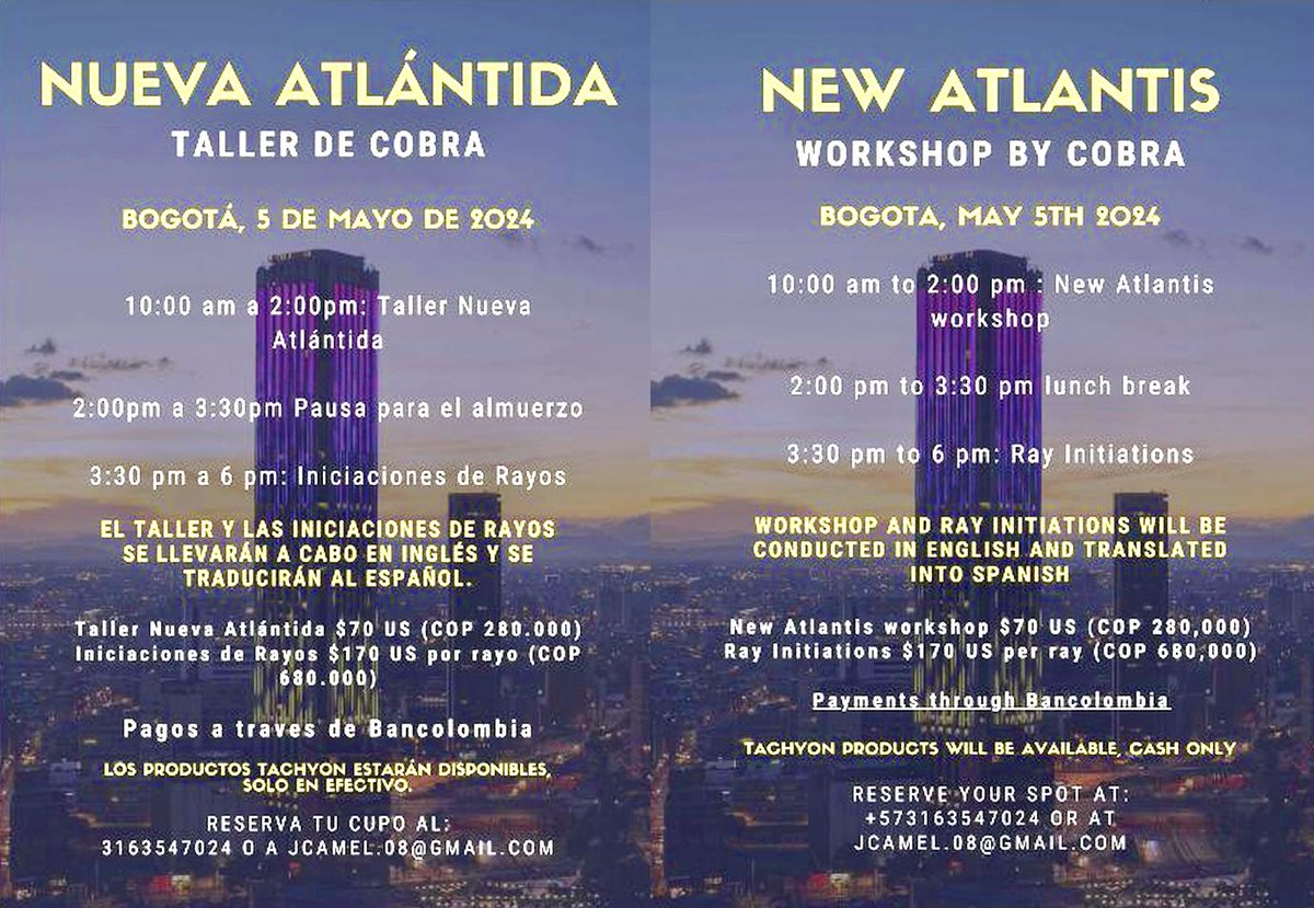 NewAtlantis_9's tweet image. In the meantime, you are more than welcome to join our #NewAtlantis workshop in #Bogota, Colombia:

There, I will be able to reveal for the first time the true meaning of the #EmeraldTablets and the use of emeralds as portals to #Agartha.

Victory of the Light!✨