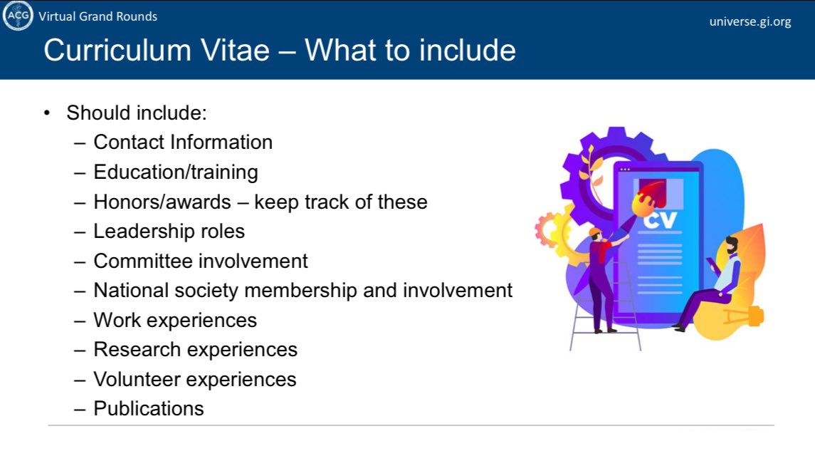 Come join us at learn what to include on your CV when applying to GI fellowship! Note: ERAS CV only allows 10 experiences ⭐️Curate the most relevant! ⭐️ Which 🔟 should you include!? 🎧 tune in RIGHT NOW with @ArielAday #GITwitter @AmCollegeGastro