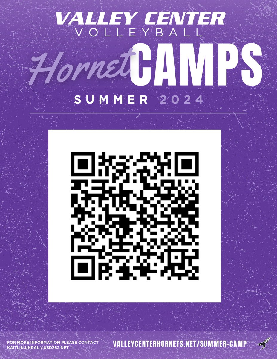 VC_Volleyball's tweet photo. VCVB Summer Camp form is live! Scan the QR code or click the link to sign up. Get signed up before June 10th to guarantee a t-shirt. Canβt wait! #VCVB
https://t.co/6qa2IAdT31 https://t.co/Wf6GNccaLJ
