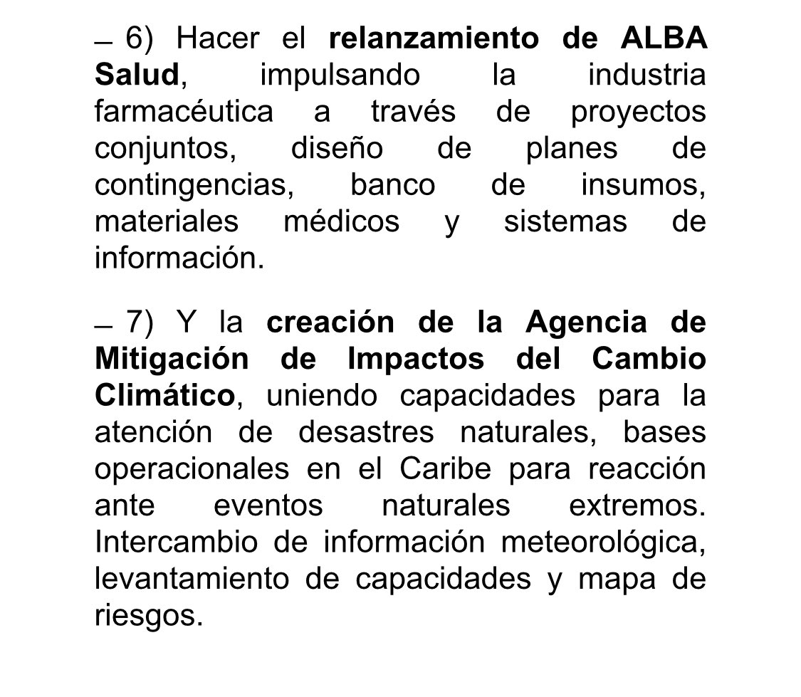 Declaración íntegra de Caracas del ALBA-TCP que contemplan 7 puntos de la agenda 2030.