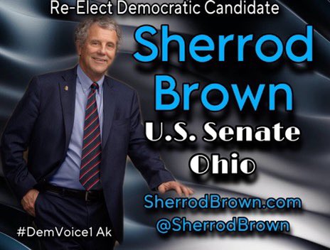@KatrinaforND @Tom_Suozzi #Allied4Dems #DemVoice1 #ResistanceBlue #wtpBLUE #DemsAct #DemsUnited 🗣OH: @SherrodBrown is the only voice/choice to represent Ohio Working Families. His opponent is a MAGA-extremist who’s ready to back the National Abortion Ban Vote for Sherrod, a trusted voice of reason.