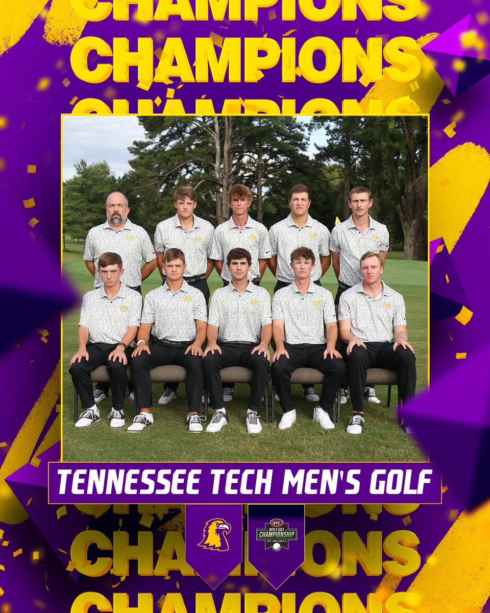 Tennessee Tech Men’s Golf (@ttugolf) on Twitter photo 🤙OVC CHAMPS!!!!🤙
The Golden Eagles capture their first <a href="/OVCSports/">Ohio Valley Conference</a> Tournament title since 1990 in thrilling fashion!
Tech edges SIUE 3-2 in the match-play championship & will now advance to the NCAA Regionals, beginning May 12!
More information coming soon...
#WingsUp #OVCit 🤙OVC CHAMPS!!!!🤙
The Golden Eagles capture their first <a href="/OVCSports/">Ohio Valley Conference</a> Tournament title since 1990 in thrilling fashion!
Tech edges SIUE 3-2 in the match-play championship & will now advance to the NCAA Regionals, beginning May 12!
More information coming soon...
#WingsUp #OVCit
