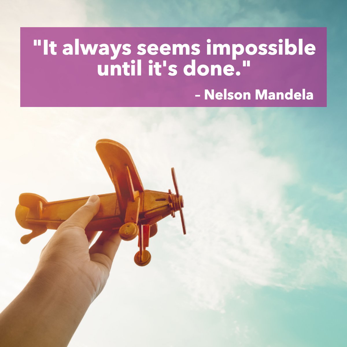 'It always seems impossible until it's done.' 
– Nelson Mandela

What big things are you taking on this week?

#airplane #toyairplane #impossible #fly #quote #inspirational #sky #nelsonmandela
 #veteranhomebuyers #militaryhomebuyers #veteransellinghome