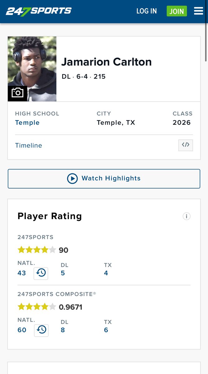 Blessed to be named a 4⭐️ on @247Sports @247Hudson @_Recruit_Temple