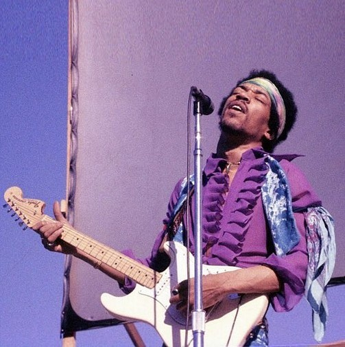 Jimi Hendrix performing at the Newport Pop Festival in Devonshire, California on june 20th 1969.