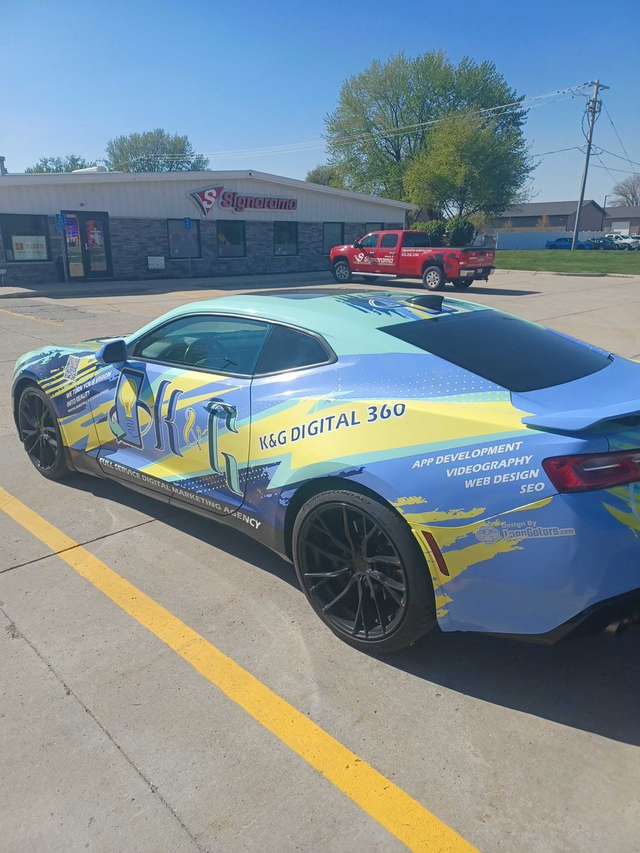 I always said I wanted to full-wrap the Camaro! Signarama did a fantastic job! Logo Gators did awesome! We brought the design we worked on together to life! Branding is essential, and I always do it with K&G Digital 360! Thank You! #digitalmarketing #agencylife #CEO
