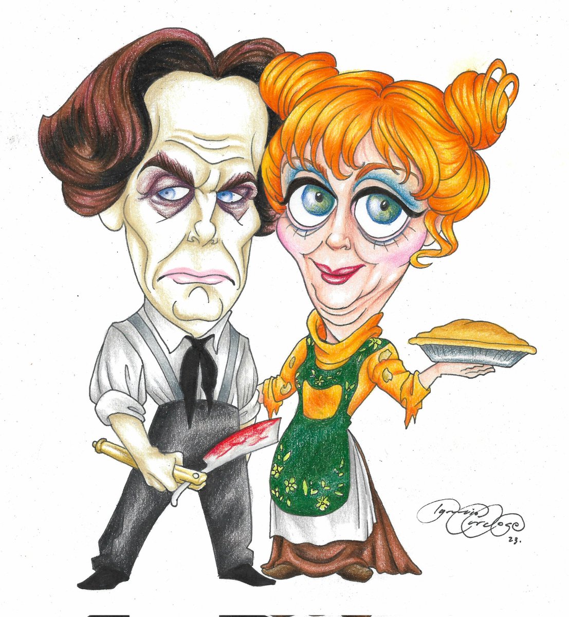 Sweeney Todd 🫀
2023.

#sweeneytodd #mrslovett #thedemonbarberoffleetstreet #georgehearn #angelalansbury #stephensondheim #ilustracion #dibujo #arte #caricatura #broadwaymusical #benjaminbarker