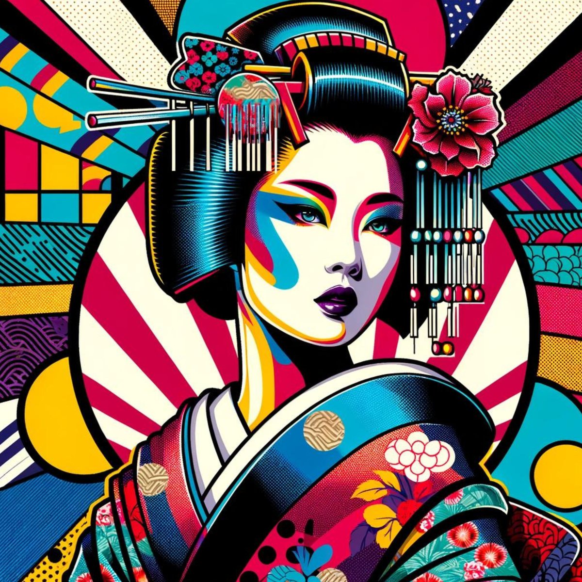 A tapestry of 'Pop' hues heralds a new era of beauty🌈✨. True elegance dwells within both revered traditions and bold innovations. Wrap yourself in the artistic pride of Japan. 
redbubble.com/shop/ap/160592…
#Pop #Colorful #JapaneseDesign #Geisha #Creativity