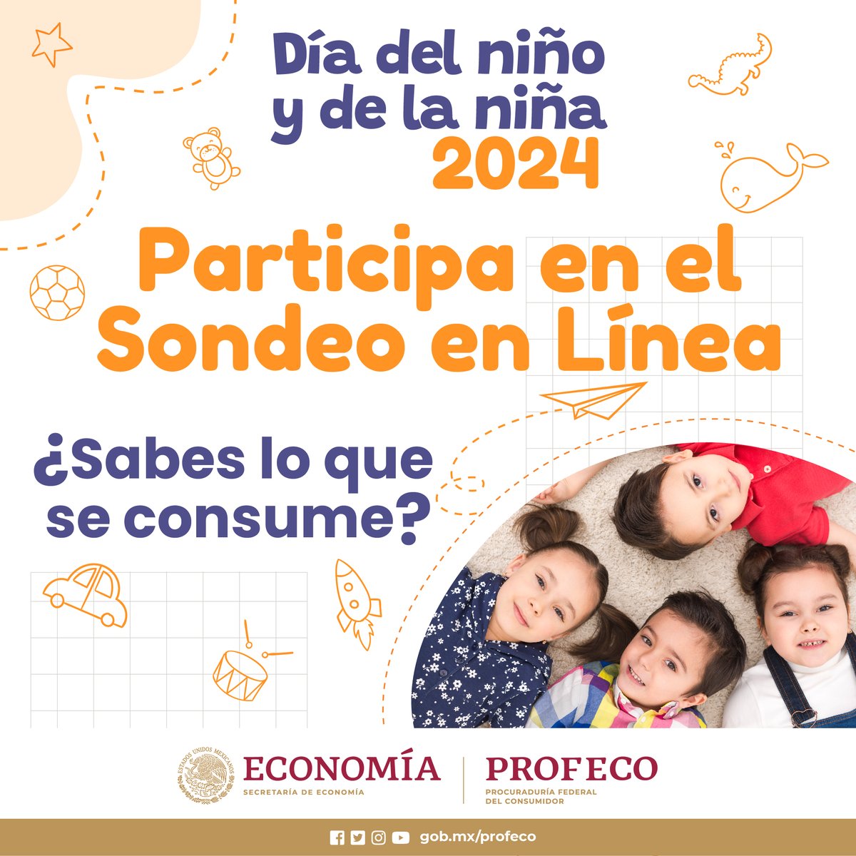 👧👦 Te invitamos a participar en nuestro #SondeoEnLínea sobre la celebración del Día del Niño y de la Niña. ✅ Para Profeco es muy importante conocer tus hábitos de consumo durante esa fecha. 🔗 es.surveymonkey.com/r/Festejodiade…