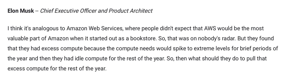 I'm shocked, simply shocked that The World's Smartest Man™️ fell for the 'AWS came from Amazon's unused capacity' myth.