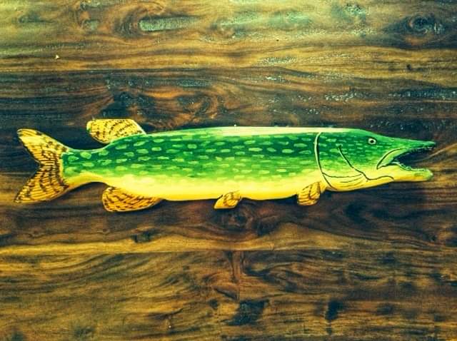 This is a Northern Pike that I carved from wood and painted as a fish “decoy.”    redbubble.com/shop/ap/103518…
#mattstarrfineart #artistic #paintings #gift #giftideas #tshirts #homedecor #art 
#pike #northern #northernpike #fish #fishing #minnesota #lake #lakes #fisherman #gamefish