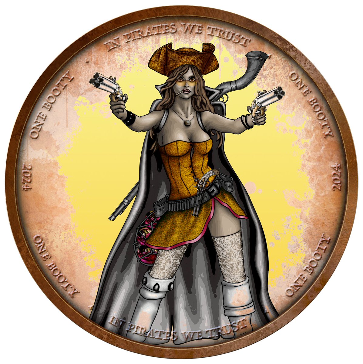 Ahoy sailors! ⚓️Here be Pearl #4, the wicked wench of the sea. She be commin aboard with Lucy and Astra setting sail on the turbulent Ordinals seas.  Keep yer eyes on Pirate Worlds! 🏴‍☠️ #pirateworlds #Ordinals #OrdinalsNFT #digitalart #art #NFTcollection #NFTdrop #cryptoart