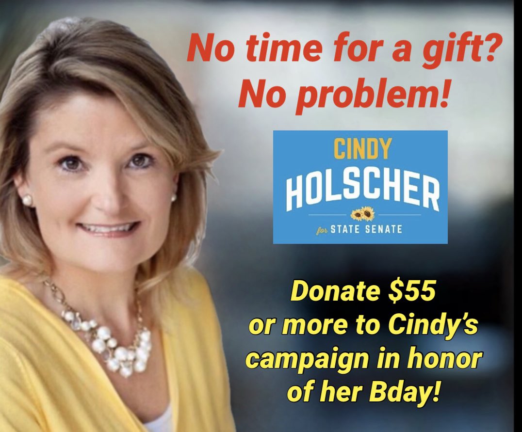 Just TWO DAYS until Cindy’s 55th BIRTHDAY! #ksleg To donate, go to: cindyforsenateks.com