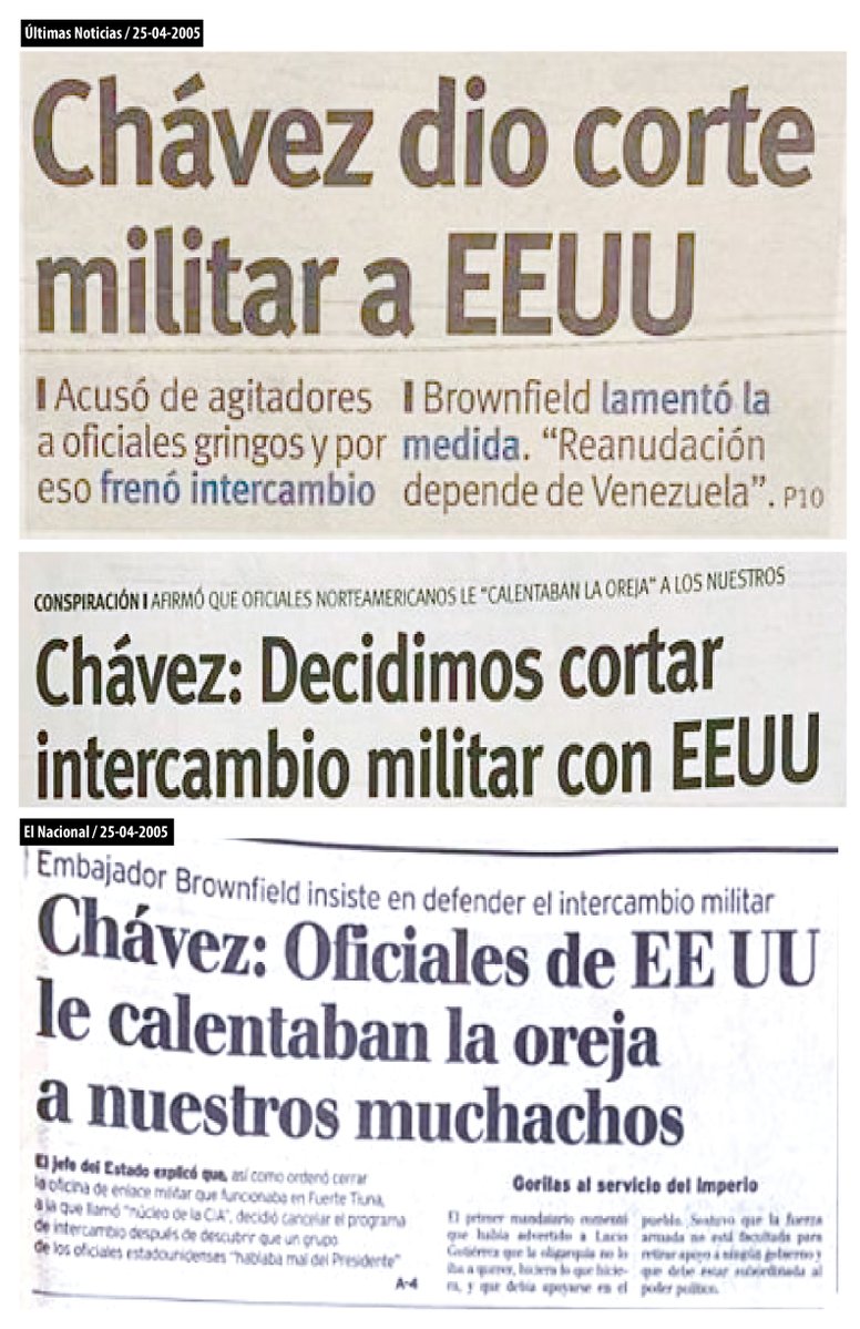 📣 En 2005, el Comandante Hugo Chávez 🇻🇪 puso fin a 35 años de alianza militar con EEUU 🇺🇸. Detectaron a oficiales estadounidenses realizando actividades propagandísticas contra su gobierno en vez de impartir cursos de instrucción militar. 😮 Chávez anunció la ruptura indefinida…