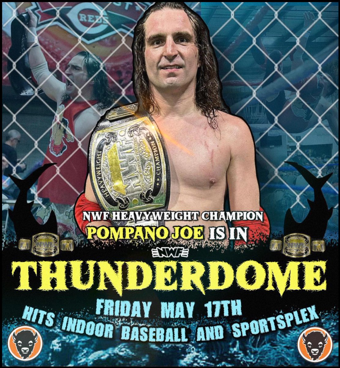 On 5/17 at <a href="/Hitsindoorbase1/">Hitsindoorbaseball</a>, the 8-Person Steel Cage Match known as THUNDERDOME returns!

And with this match being for the NWF Championship, it makes sense the first participant announced is none other than current NWF Champion, <a href="/pompanojoe/">Pompano Joe</a>!

🎟: nwfwrestling.com/events