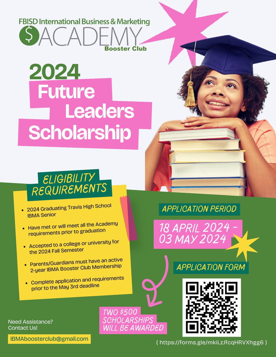 IBMA Booster Club's Future Leaders Scholarship application deadline is May 3rd.