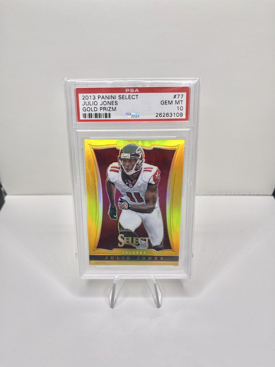 planet_fatness's tweet photo. 2013 Panini Select Julio Jones Prizm Gold /10 PSA 10 (after all this time, somehow still a POP 1)

#prizmgold #goldprizm #select #paniniselect #2013select #2013selectgold #juliojones #jetjones #foreverjulio #atlantafalcons #wrcollection #pconly #11 https://t.co/OIVTiUxhAx