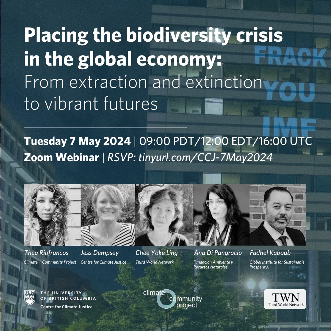 New research from the CCJ, @cpluscp, and
<a href="/3rdworldnetwork/">Third World Network</a> shows how governments are “exporting extinction.” Join us on Zoom to discuss this research and how to break the status quo of extractivism.  

📆Tuesday May 7 @ 09:00 PDT/12:00 EDT/16:00 UTC
📲RSVP: tinyurl.com/CCJ-7May2024
