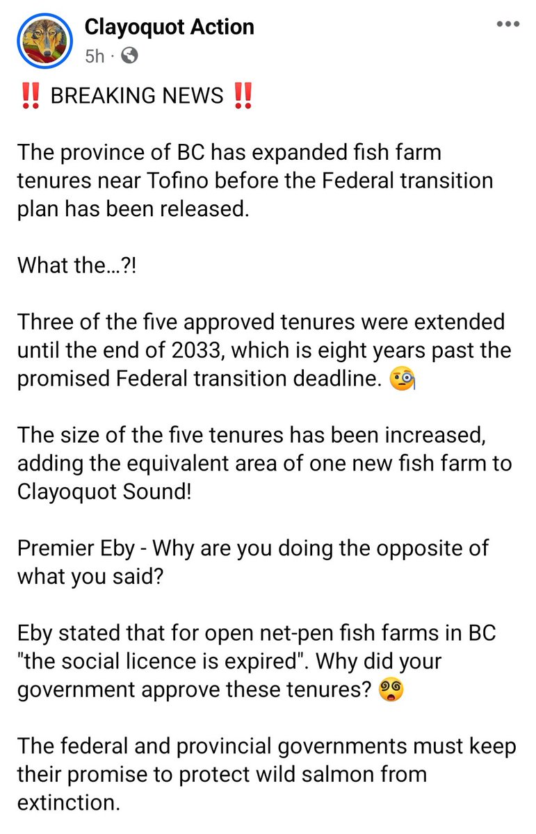 What this #grifter group fails to mention is that the First Nation has an agreement and works with the #aquaculture company in their territory.  Oh ya they also ignore a massive amount of #science that makes all their arguments mute.  #ignorant #racist or both?
