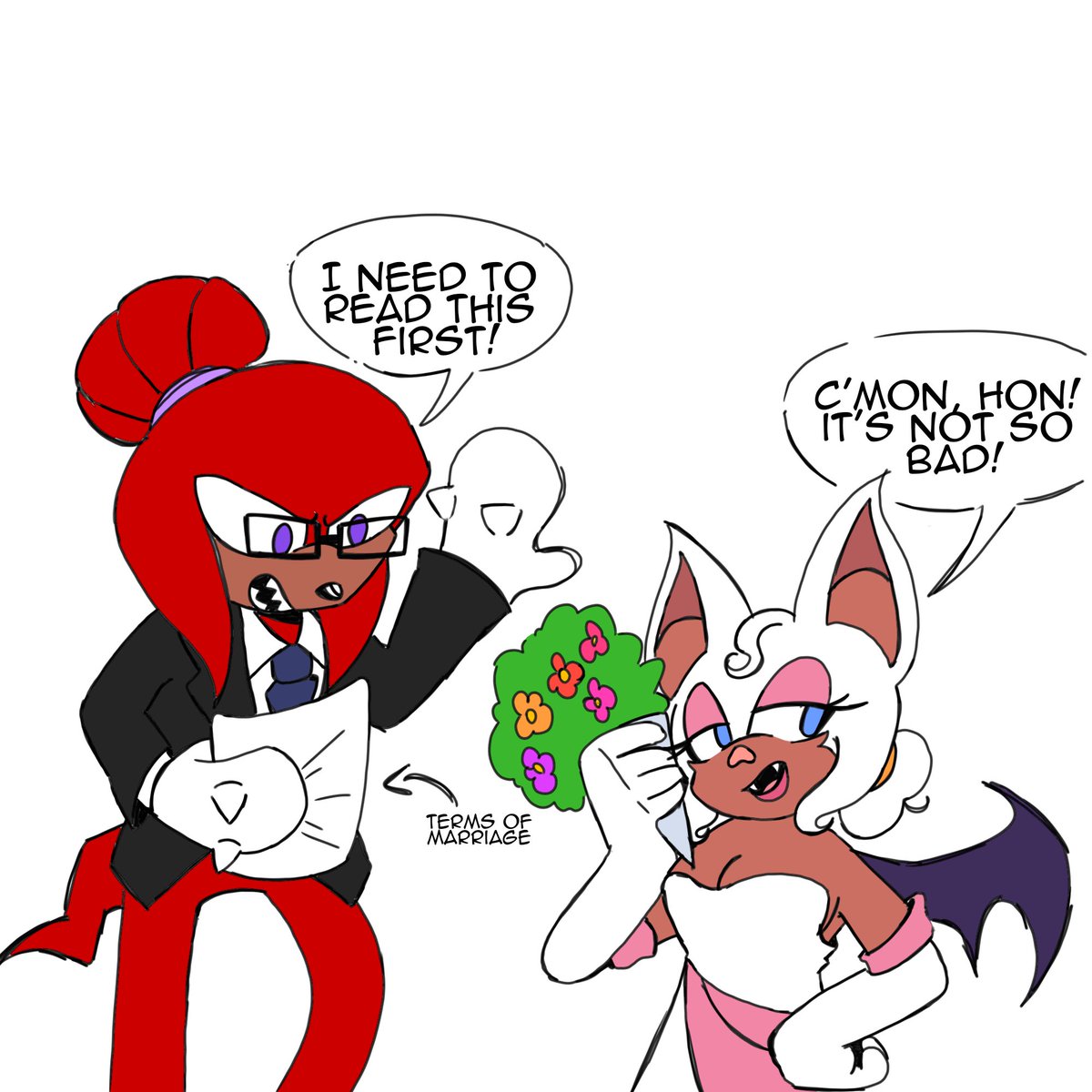 Knuckles needs to read the terms of marriage before marrying Rouge #knuxouge #KnucklesTheEchidna #RougeTheBat